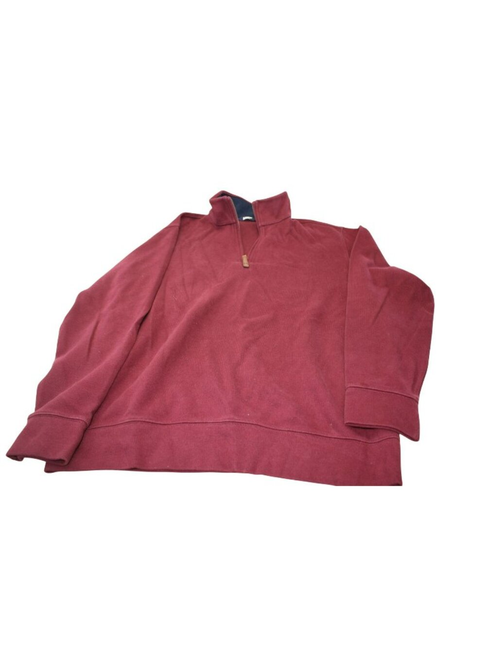 Lands End Mens 1/4 Zip Pullover Sweatshirt Burgundy L Cotton Casual Long Sleeve